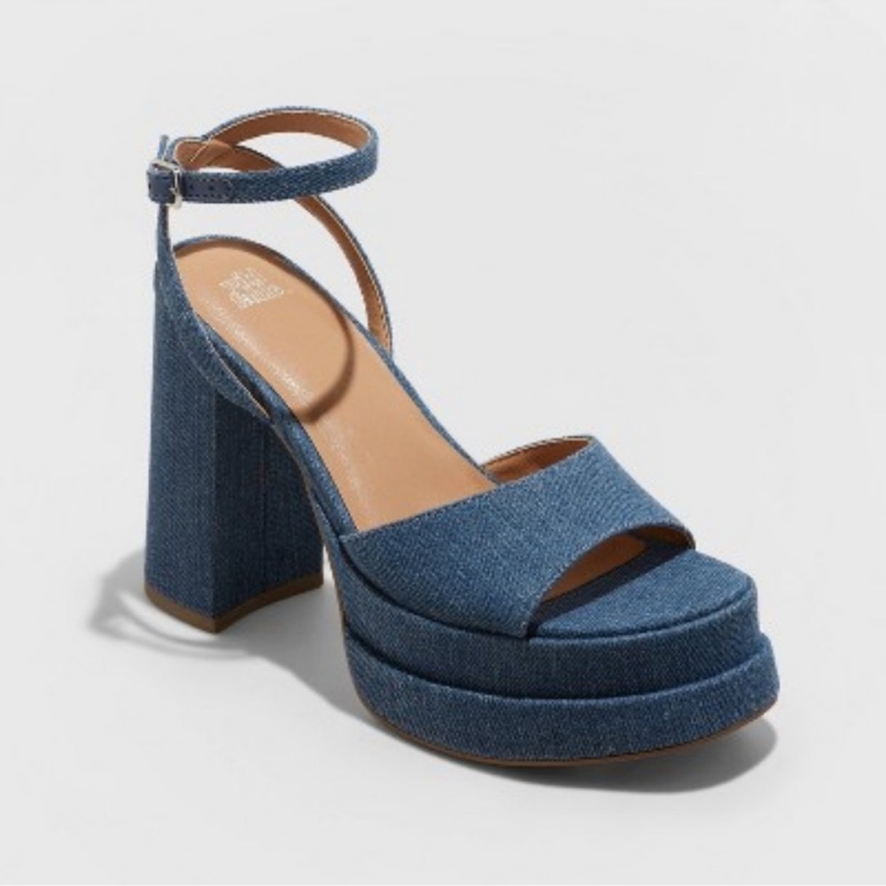 Denim platform heels NWT